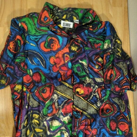 Vintage Islander Abstract Geometric Pattern Hawaiian Shirt - Picture 2 of 6